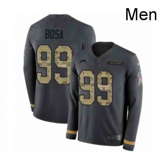 Men Nike Los Angeles Chargers 99 Joey Bosa Limited Black Salute to Service Therma Long Sleeve NFL Jersey